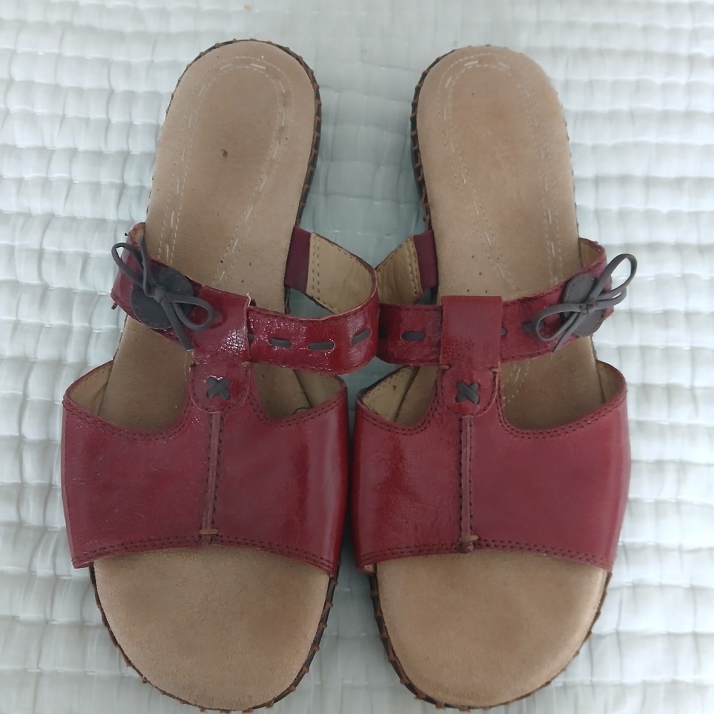 Naturalizer N5 Comfort‎ Womens Size 10 Sandals Red Leather Slides  Slip On NWOB